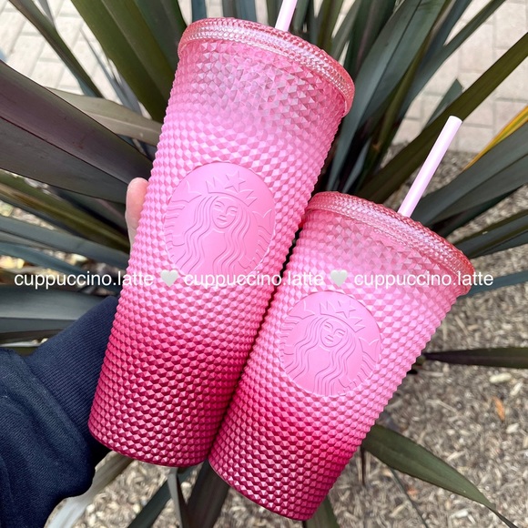 💗NWT SET❤️Starbucks Holiday 2022 Pink Blush ‘Waxberry’ Ombre Bling Studded Cups - Picture 1 of 13